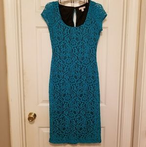 Eva Mendes Teal Lace Dress